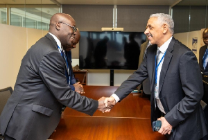 Dr Ato Forson, Ghana's Minister of Finance (L) and Dr Sidi Ould Tah, AfDB President
