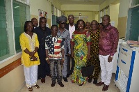 The minister and her delegation at Korle Bu