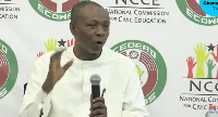 A photo of Dr Mustapha Abdallah speaking at the event