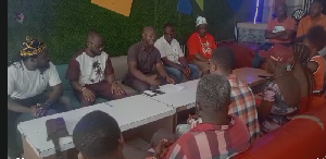 Some of the group members at the press conference
