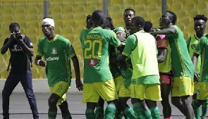 Aduana Stars players celebrating a goal. Credit: 442andStock