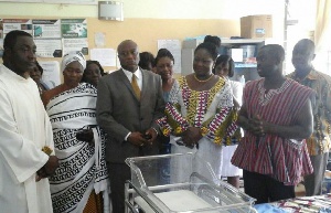 Madam Patricia Appiagyei (second from right) and other dignitaries at the Kumasi South Hospital