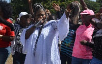 Obaapa Christy performing at the Easter funfair