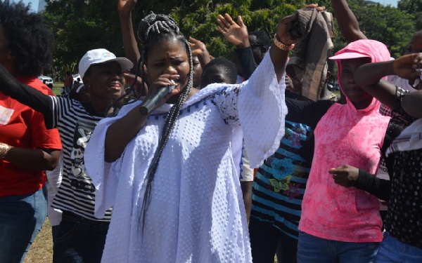 Obaapa Christy performing at the Easter funfair