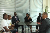 Executives of the Go-Get-Dem Wheechair Racing Club in a meeting with officers at GCB