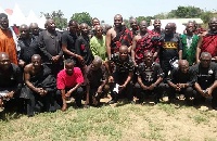 Sports Minister, Isaac Asiamah with some former players and administrators
