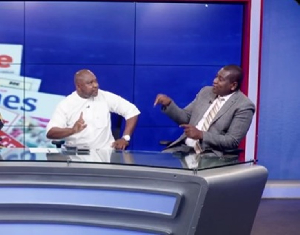Kwadwo Poku (in suit) and Dickson Kyere-Duah argued over proposed budget for Black Stars