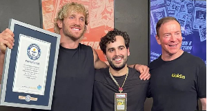 Logan Paul was given a Guinness World Records certificate, and presented the card to its new owner