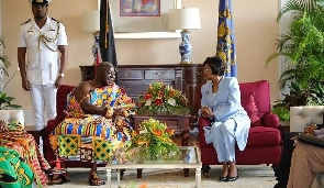 Otumfuo Osei Tutu II with president of Trinidad and Tobago, Christine Kangaloo