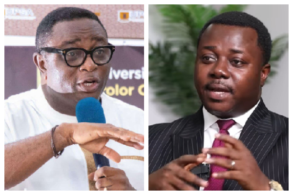 A photo collage of Elvis Afriyie Ankrah (L) and Rev John Ntim Fordjour (R)