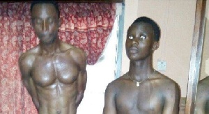 The two suspected gays who were caught at a guest house in Keneshie