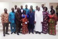 Members of the Council in a group picture with Prof. Yankah