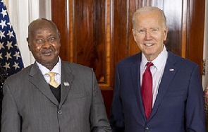 Uganda president Yoweri Museveni and Joe Biden at the White House | File photo