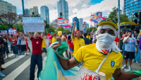 A student at a rally for President Lula da Silva