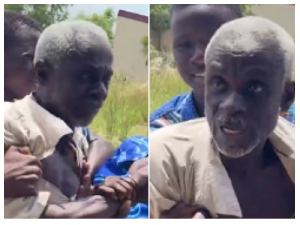 Nyarko an elderly man affected by the demolition of structures at the Sakumono Ramsar Site