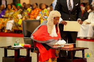 Justice Sophia Akuffo being sworn in