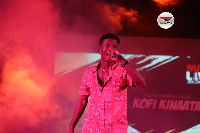 Kofi Kinaata on stage at Magic Music Comedy Live