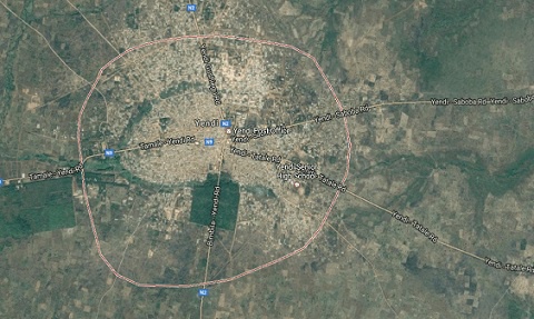 A satellite map of Yendi courtesy Google map