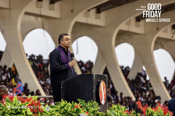 Bishop Dag Heward-Mills speaking at the Good Friday Miracle Service