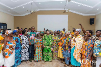 Lordina Mahama with the queen mothers from the Gbi traditional area