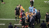 Uruguay players attacked referee