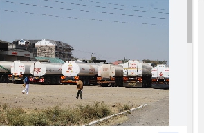 Parked petrol tankers