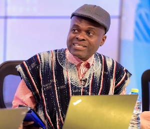 Martin Kpebu speaking during a TV appearance