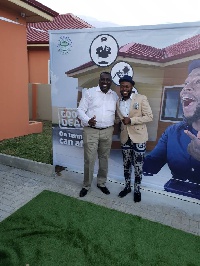 Comedian Kalybos (R), who has a property at Lakeside Estates was present at the launch
