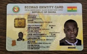 Picture of the fake Ghana card supposedly belonging to Bolgatanga Central MP Isaac Adongo