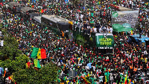 Senegalese fans joined the players on the streets of Dakar to celebrate their AFCON triumph