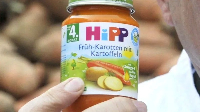 File photo of a HiPP carrot and potato baby food jar