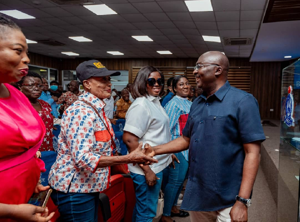 Former Vice President, Dr Mahamudu Bawumia exchanging pleasantries with party members