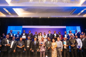 The award winners and dignitaries at the event