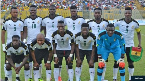 Some players of the Ghana national football team, Black Stars in a group photograph