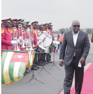 Mahama touches down in Lome