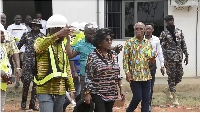 Minister for Sanitation and Water Resources, Cecilia Abena Dapaah with inspection team