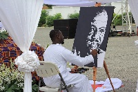 Painting of Danny Nettey at the funeral ground