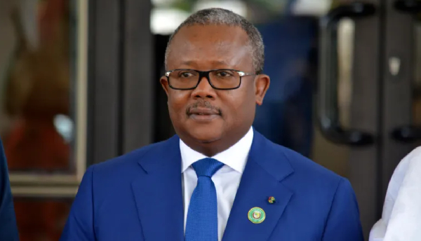 Guinea-Bissau President Umaro Sissoco Embaló poses before the ECOWAS meeting in Abuja
