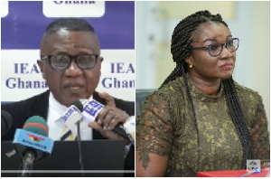 IEA Director of Research Dr. John Kwakye and Mahama's campaign spokesperson Joyce Bawah Mogtari