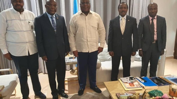 DR Congo President Felix Tshisekedi (centre), Kenya's former Vice President Kalonzo Musyoka