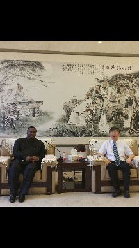 Ghana's Deputy Ambassador to China with President of Wenzhou University, Professor Li Xiaokun