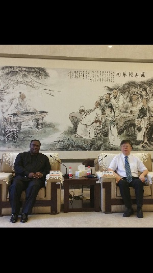 Ghana's Deputy Ambassador to China with President of Wenzhou University, Professor Li Xiaokun