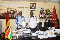 Chief Fire Office, Albert Brown Gaisie with Chief Executive Officer of Kazz group