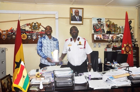 Chief Fire Office, Albert Brown Gaisie with Chief Executive Officer of Kazz group