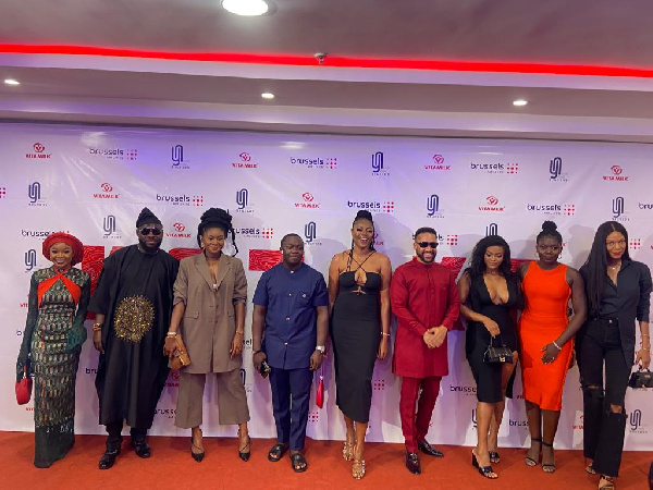 Yvonne Nelson captured with Majid and other casts