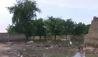 Picture shows how one of the walls of the prison compound was destroyed