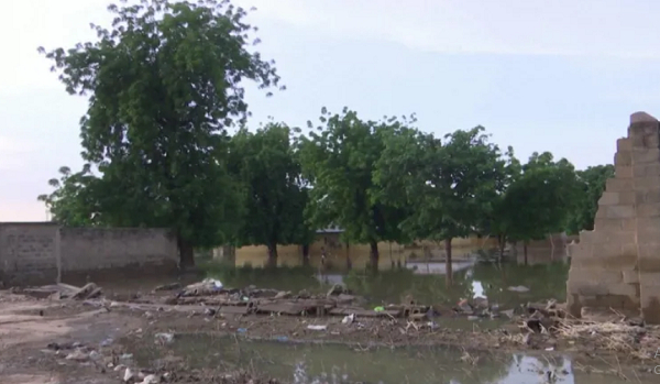 Picture shows how one of the walls of the prison compound was destroyed