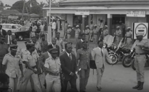 Colonel Ignatius Kutu Acheampong with his delegation