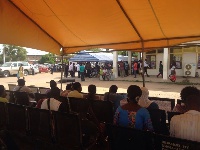 File photo: People waiting at the passport office in Accra to apply for their passports