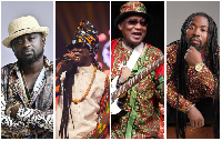 Ghanaian artistes, from L to R: Kofi Nti, Kojo Antwi, Ebo Taylor and Obrafour